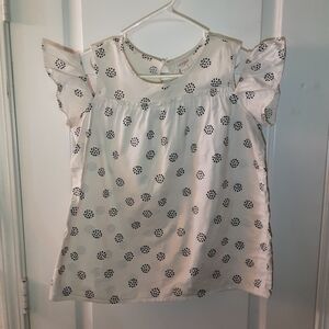 Cat and Jack size 14 cold shoulder top white with blue design